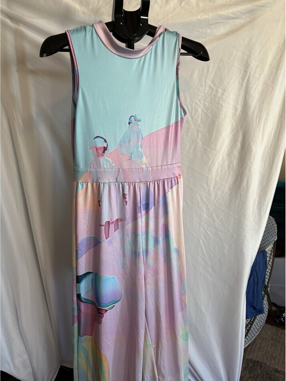 Sleeveless Wide Leg Jumpsuit Hummingbird Print Size Sm